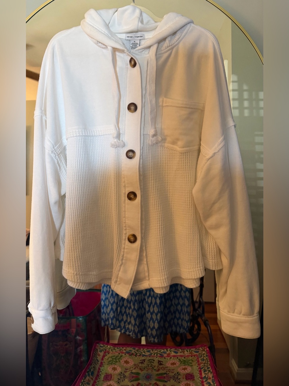 Better Together Cream Hooded Button-Front Jacket